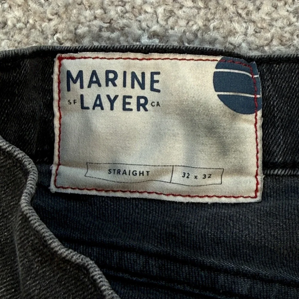 Marine Layer Jeans Mens 32x32 Black Straight Leg Denim Casual Classic Essential